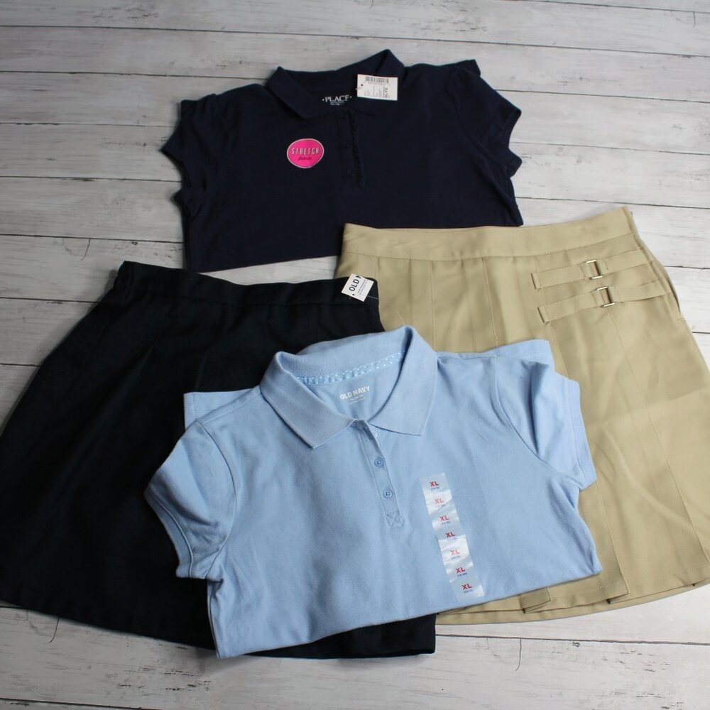Girl's Pleated Skort Skirt Polo Shirts Youth Size 14 School Uniform Lot
